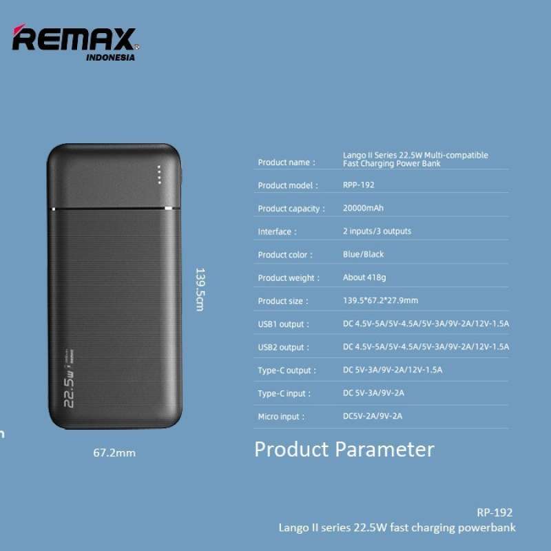 Jual REMAX Lango II Series 22.5W PD+QC Multi-compatible 20000mAh RPP ...