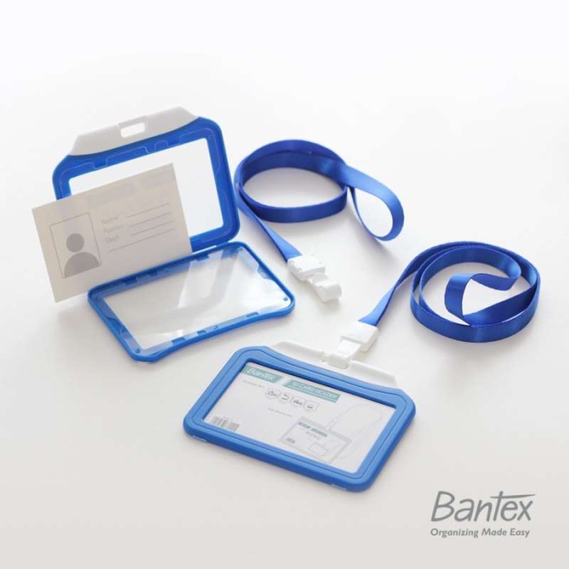 Jual Bantex Cobalt Blue Dual Side ID Card Holder Lanyard Landscape