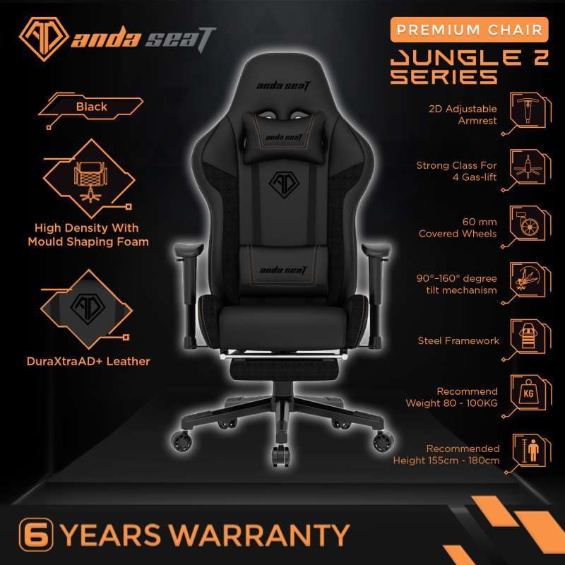 Jual Andaseat Jungle 2 Series Kursi Gaming Chair With Footrest Black