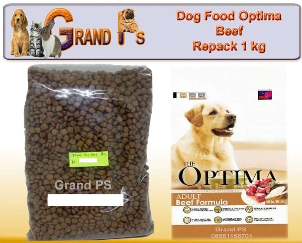 Jual Dog Food Optima Beef kemasan repack polos 1 kg di Seller Grand PS
