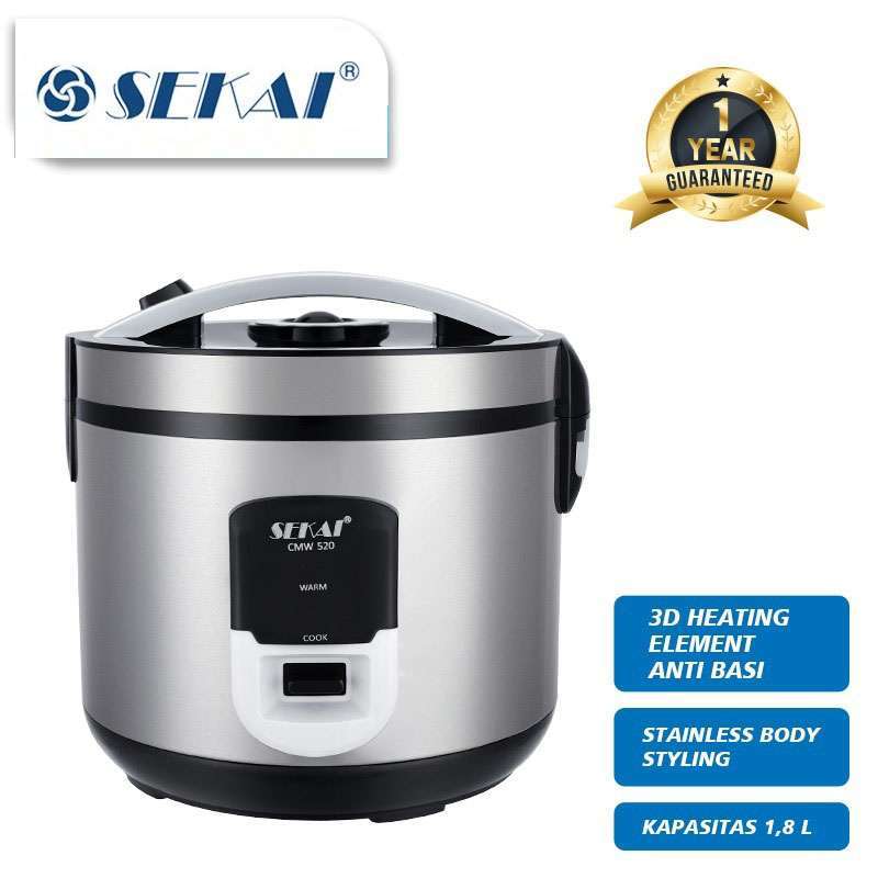 Promo Rice Cooker 3 in 1 Stainless Body Penanak Nasi SEKAI 1.8L CMW 520 Diskon 39 di Seller