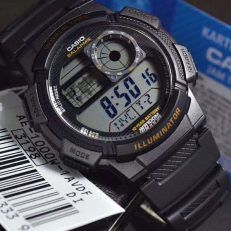 Promo Casio Digital Jam Tangan Pria Hitam Karet AE1000W1A Original