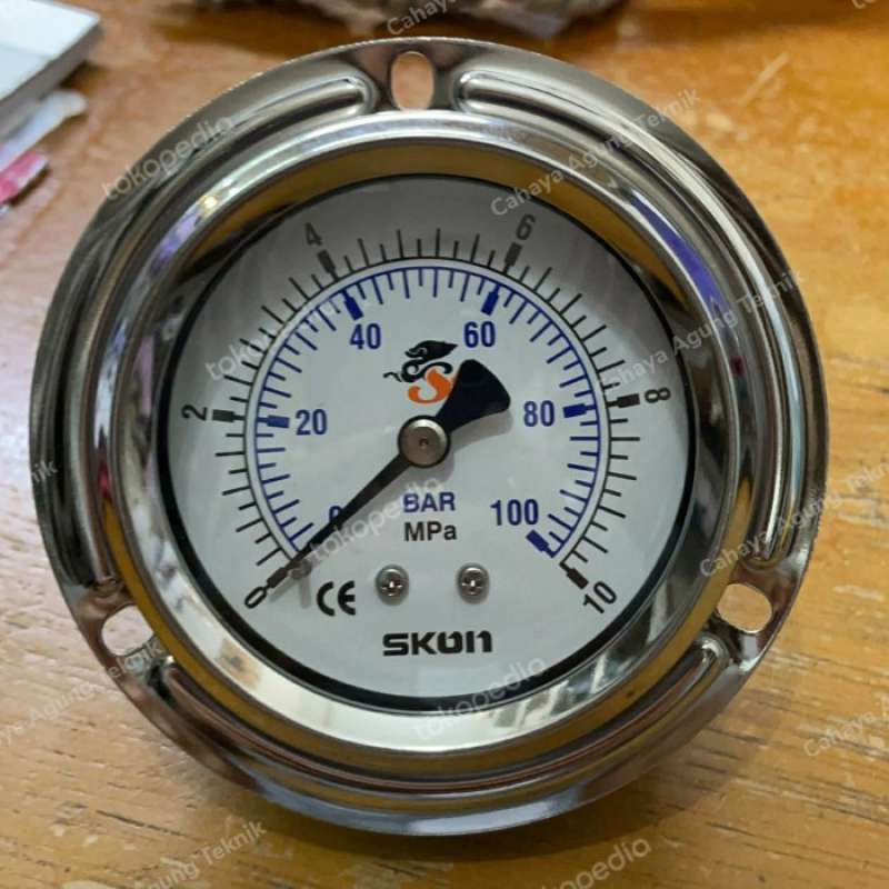 Jual Pressure Gauge SKUN Range 0100 Bar ukuran 2,5 inchi model Payung