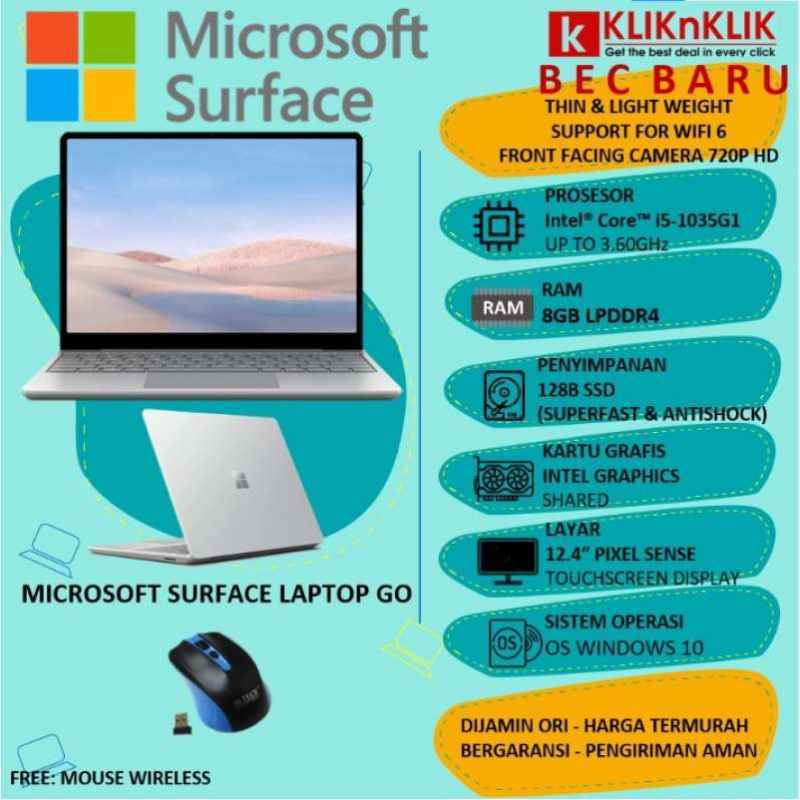 Jual LAPTOP MICROSOFT SURFACE LAPTOP GO SILVER [INTEL CORE I51035G1
