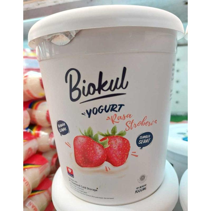 Jual 1l Biokul Yogurt Rasa Stroberi Strawberry Flavor Yoghurt Halal