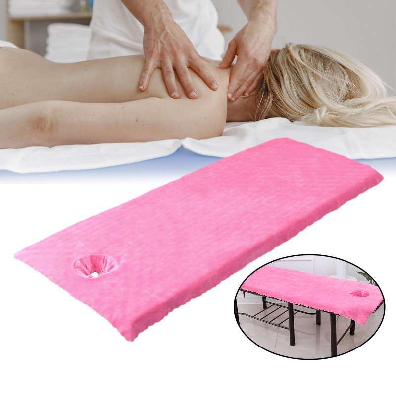 Promo Massage Table Sheet Covers with Face Hole Polyester Fiber for Massage Bed Dark Pink Diskon