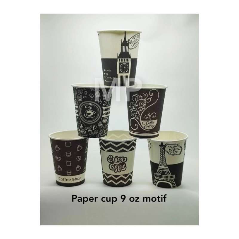 Promo Isi 50pcs Paper Cup 9oz Gelas Kertas Kopi Motif 9 oz @50pcs ...