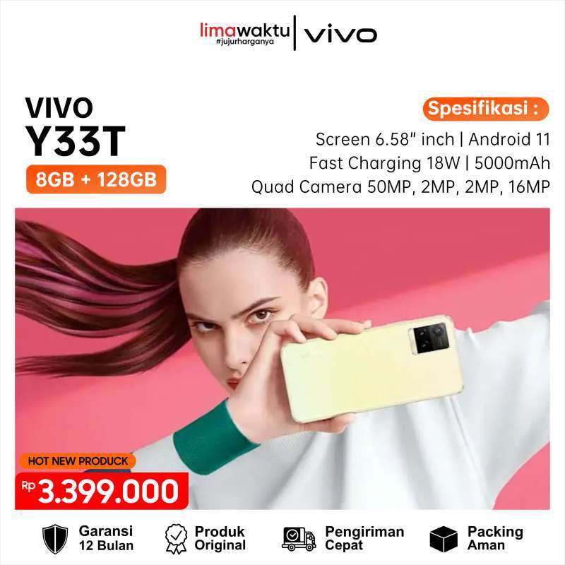 Jual VIVO Y33T 8/128GB (Screen 6.58inch, Android 11, Fast Charging 18W