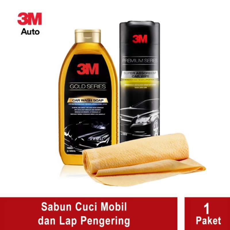 Jual 3M Paket Sabun Cuci Mobil dan Lap Pengering Car Wash Gold & Car