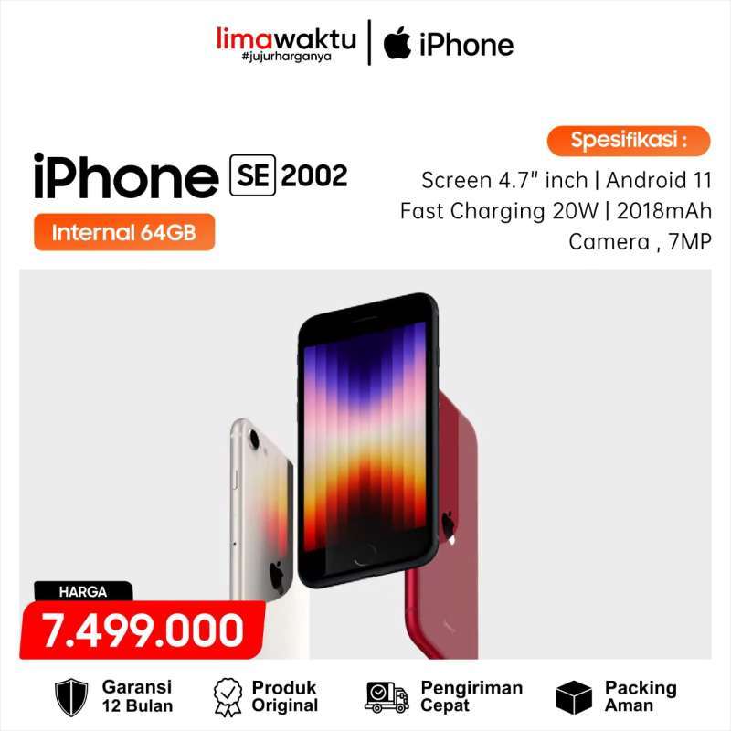 Jual Iphone Apple SE 2022 64GB NEW (A15 Bionic, Super fast charging