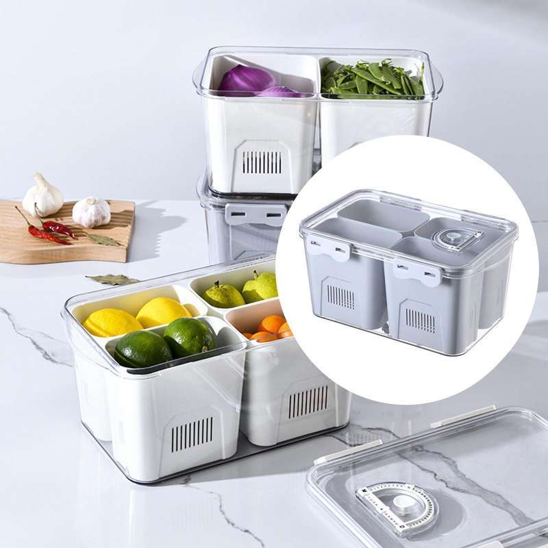 Jual Refrigerator Storage Box Fridge Organizer Colander Bin Grey 4