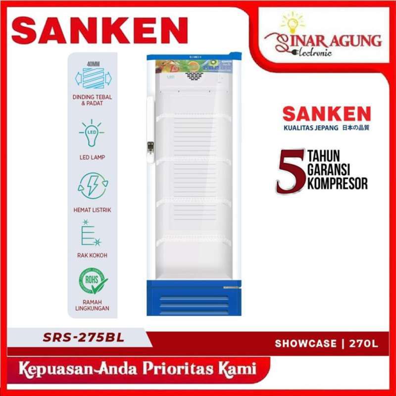Promo SANKEN SHOWCASE 4 RAK 270 LTR SRS-275BL / SRS 275BL - BIRU 100% ...