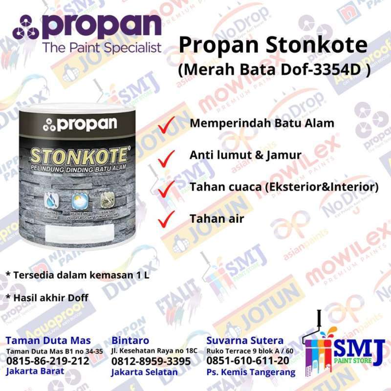 Jual Cat Pelapis Batu Alam PROPAN STONKOTE warna MERAH BATA Doff 3354D