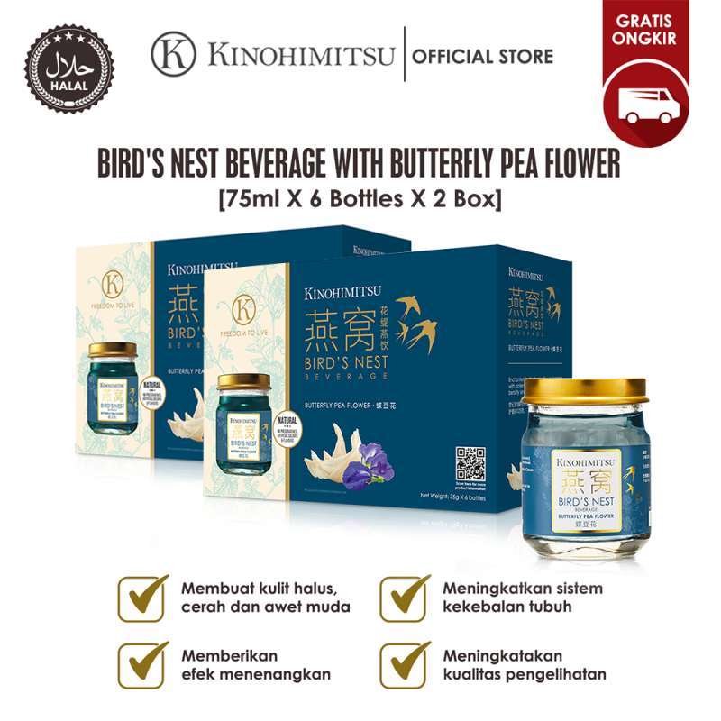 Promo [BUNDLE OF 2] Kinohimitsu Bird's Nest Beverage with Butterfly Pea
