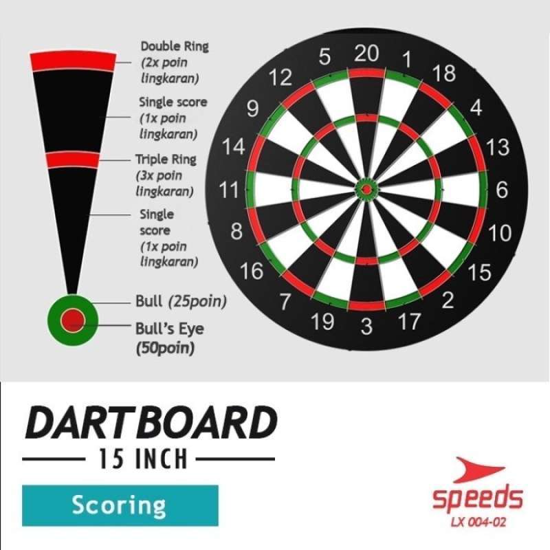 Promo DART GAME BESAR 15 INCH / PAPAN DART BOARD BESAR UKURAN 38 CM