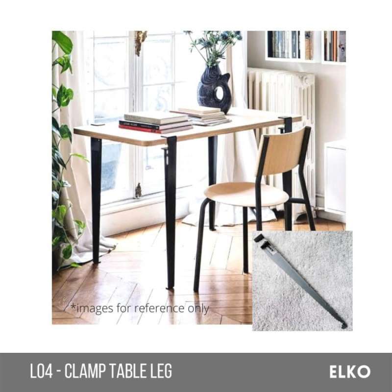Jual L04 Clamp Table Leg Metal Black Kaki Meja Jepit Samping Besi