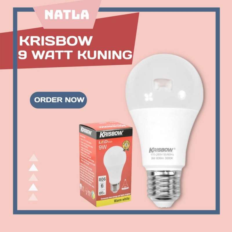 Jual bohlam led 9 watt Krisbow warna kuning di Seller Natla - Kota