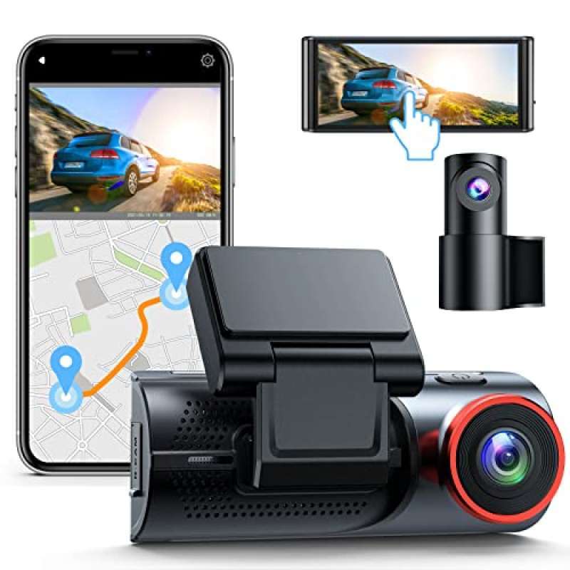Promo 4K Dual Dash Cam Front and Rear WiFi GPS, Touch Screen 4K/2.5K