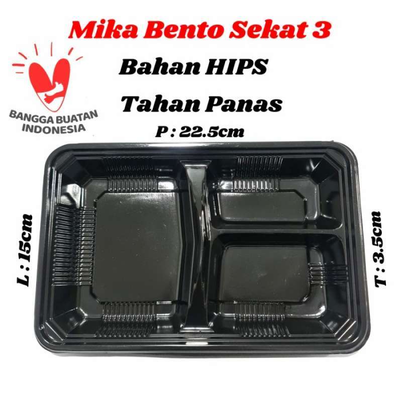 Jual Tray Mika Bento Sekat 3 / Tray Bento 3 Sekat / Box Bento. di