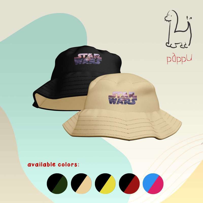 Jual T/112 Topi Bucket Hat Anak 2 Warna Baby Yoda Mandalorian Kids