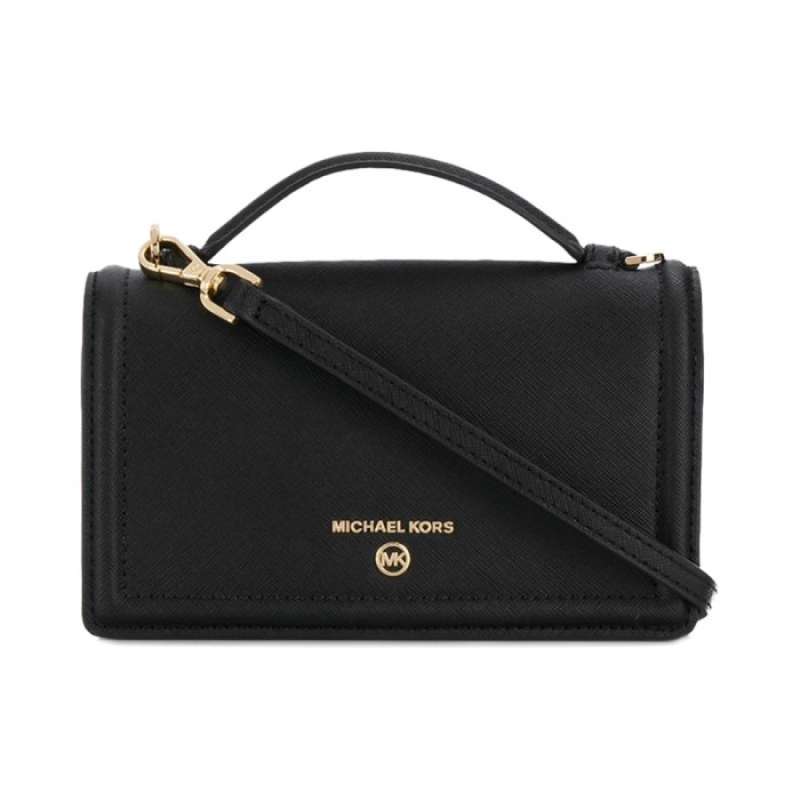 Jual Michael Kors Jet Set Small Crossgrain Leather Bag Black di Seller