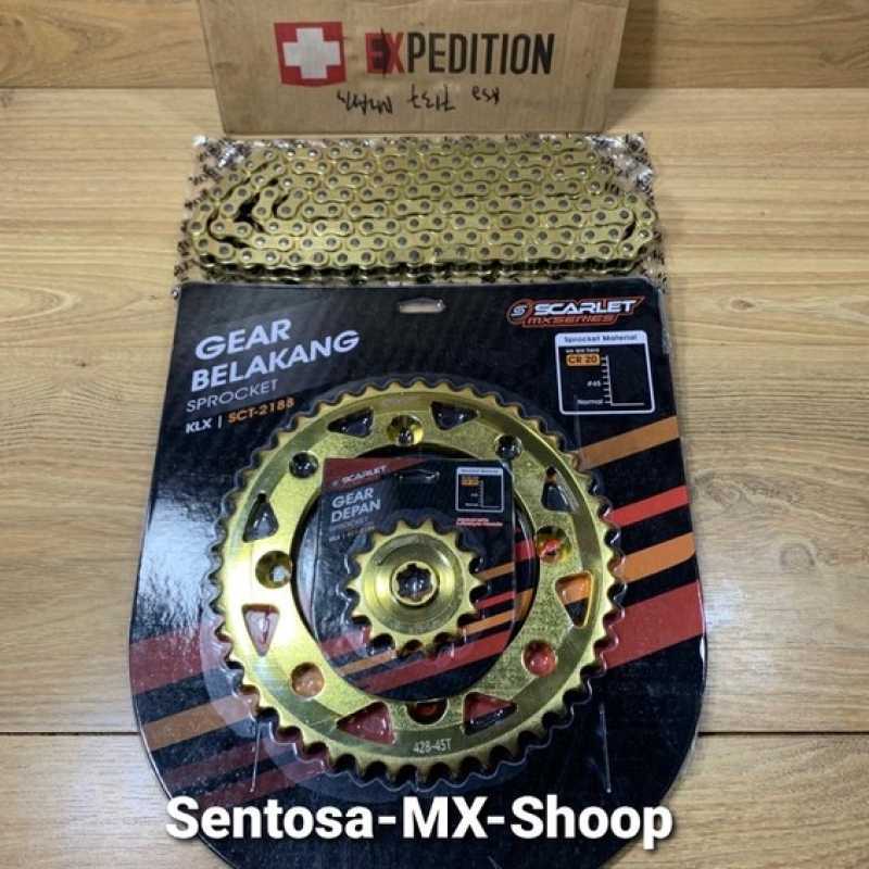 Jual GEAR SET KLX DTRACKER COMPLITE SCARLET MX SERIES & RANTAI