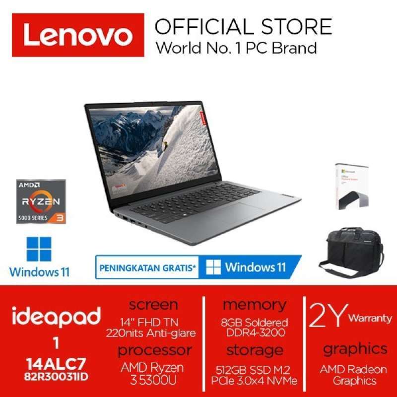 Promo Lenovo Laptop Ideapad 1 14alc7 / Amd Ryzen 3 / Ram 8gb / Ssd 512gb / 14 Fhd / Windows 11