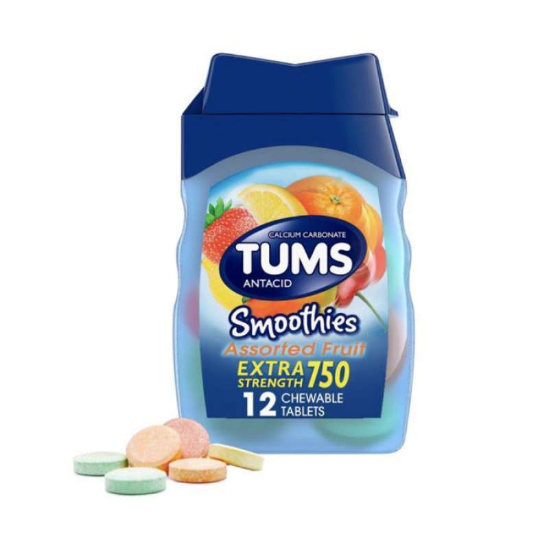 Jual Tums Maag Extra Strength 750 Tums Assorted Fruits 12 Tablets di