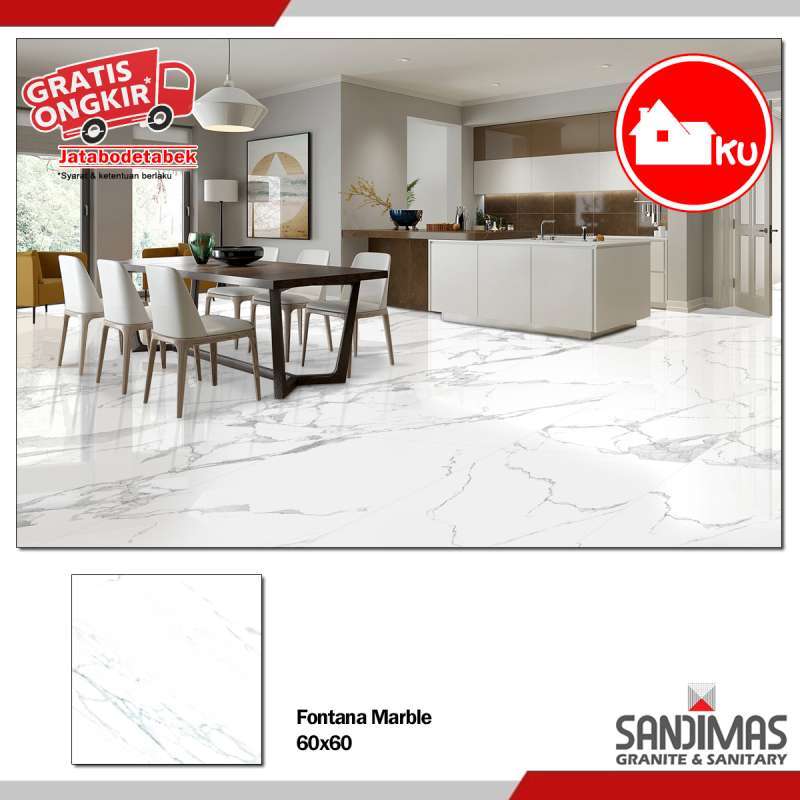 Jual SANDIMAS LANTAI GRANITE FONTANA MARBLE 60X60 1dus isi 4pcs=1,44m2