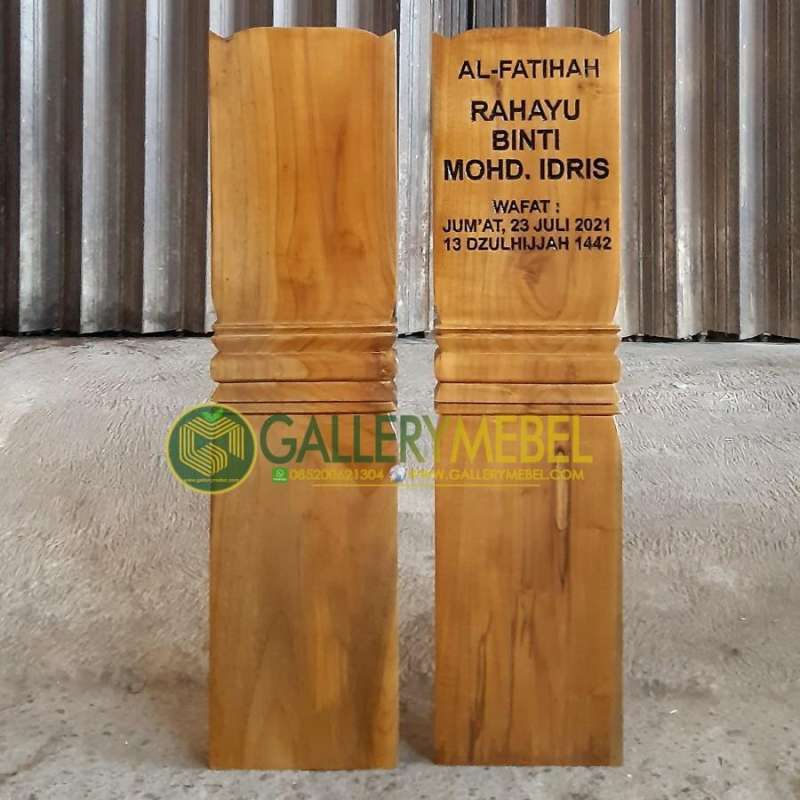 Jual Papan Nisan Kuburan Tebal 4cm / Patok Kubur Kayu Jati TPK Ukiran