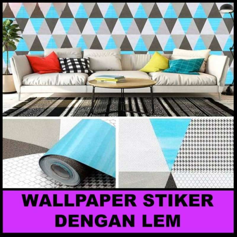 Jual Wallpaper Stiker Dinding 45cm X 10m Segitiga Biru Di Seller