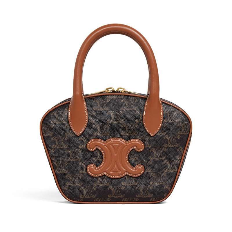 Jual Celine Mini Bowling Top Handle Bag Triomphe Canvas and Calfskin