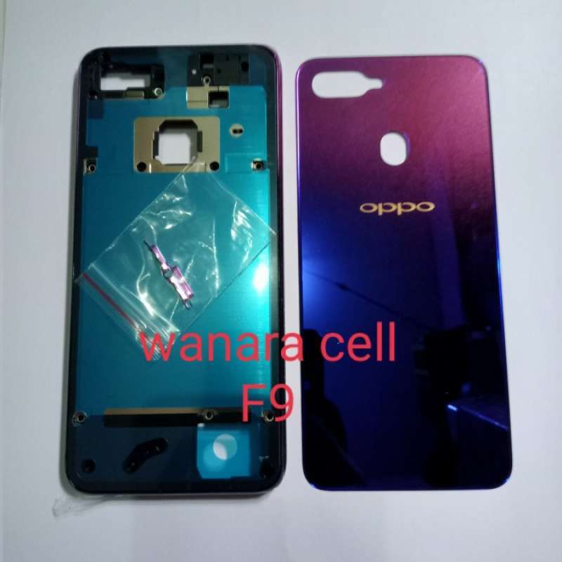 Promo Kesing casing fullset backdoor dan bazel oppo F9 original ungu di