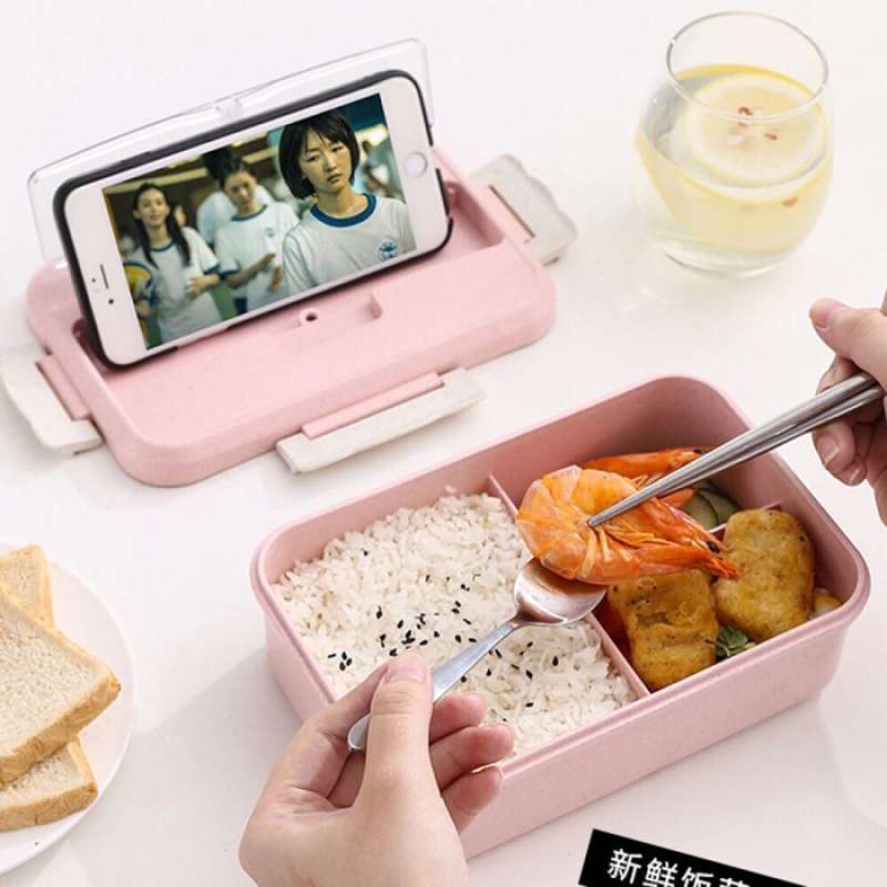 Promo Tempat Makan Lunch Box Set Kotak Gandum Ramah Lingkungan Multicolor Diskon 16 di Seller