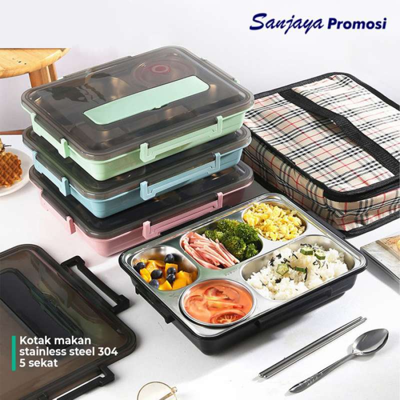 Jual Lunch Box Kotak Makan Set 5 Sekat Stainless Steel Di Seller Honey