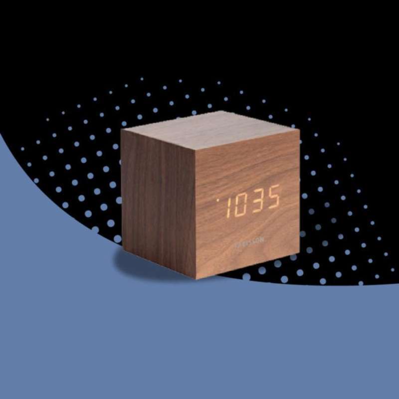 Jual Karlsson Alarm Clock Mini Cube Dark Wood Veneer di Seller Horizon