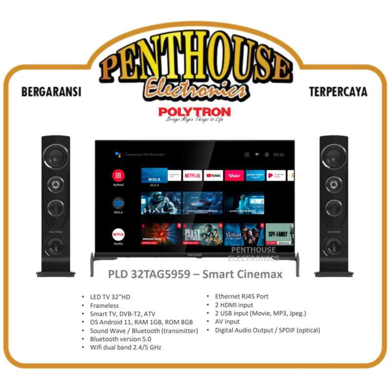 Promo Polytron LED Smart TV 32 Inch PLD 32TAG5959 Android Tower Speaker promo-polytron-led-smart-tv-32-inch-pld-32tag5959-android-tower-speaker
