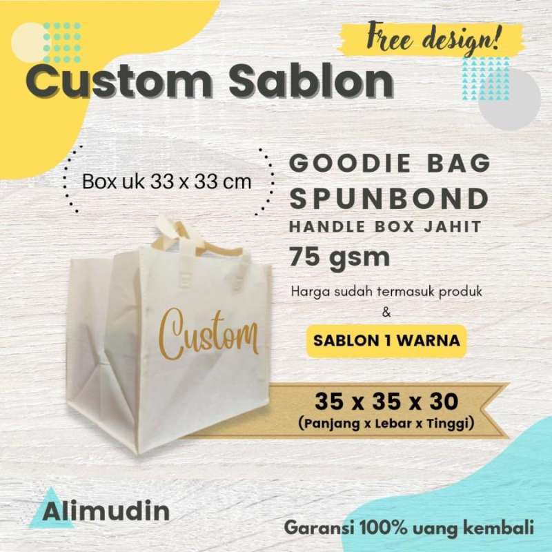 Jual Goodie Bag Spunbond Box Jahit 35 x 35 x 30 Custom Sablon di Seller