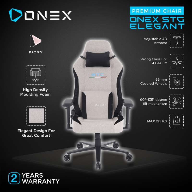 Promo ONEX STC ELEGANT SERIES PREMIUM GAMING CHAIR KURSI IVORY Diskon