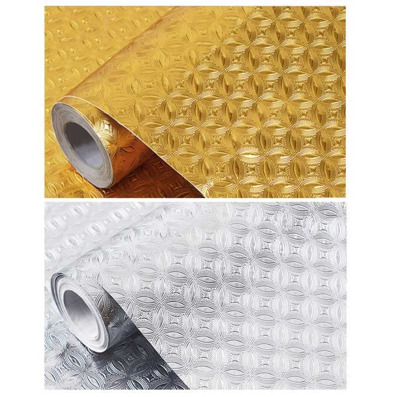 Jual Alumunium Foil Wallpaper Stiker Dinding Gold Dan Silver Embos