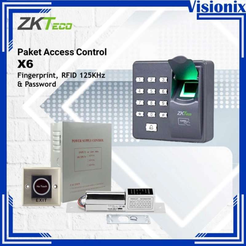 Jual Paket Access Door ZKTeco X6 Fingerprint Access Control Pintu Kaca