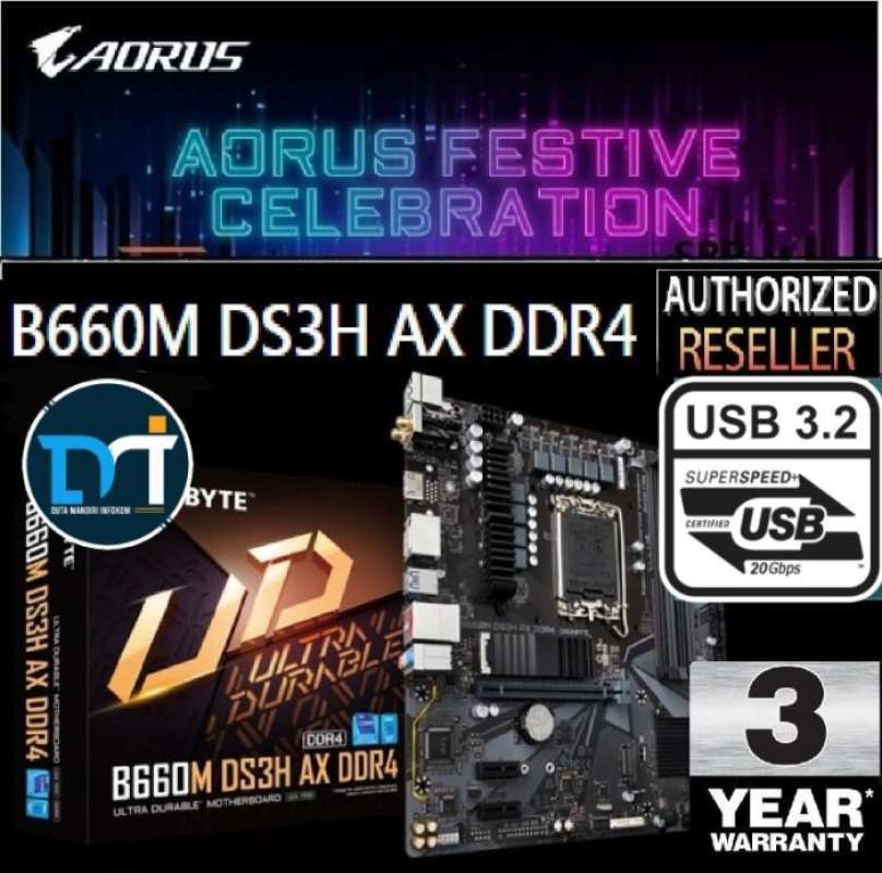 Jual Gigabyte B660m Ds3h Ax Ddr4 [socket Lga 1700, B660, Usb3.2