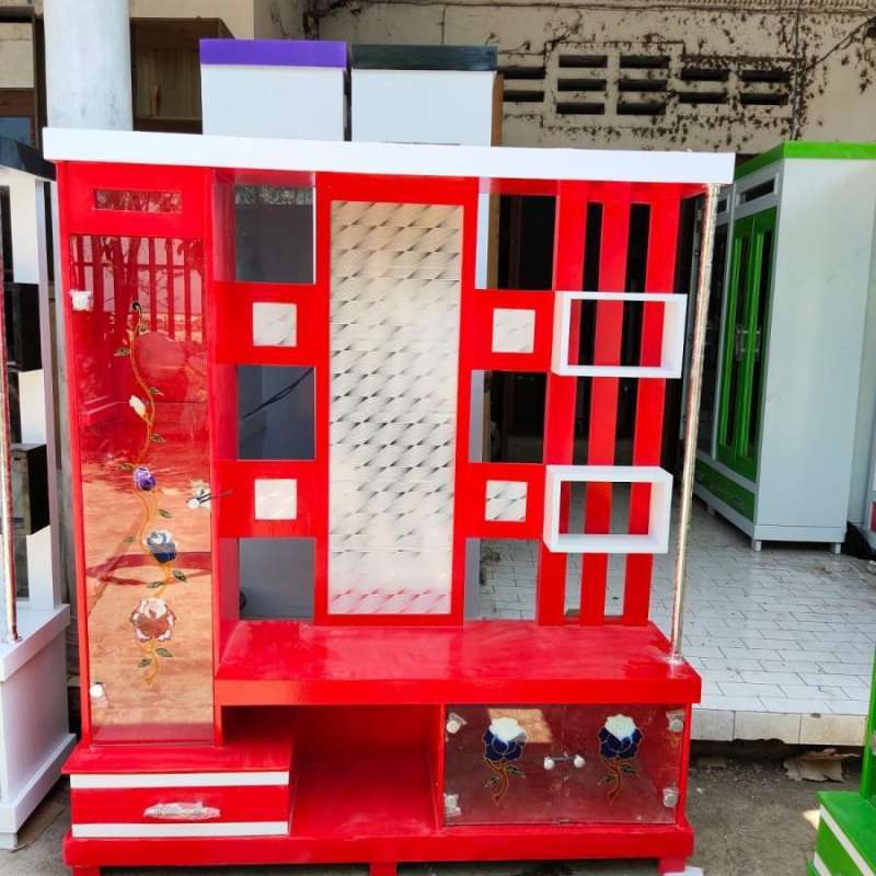 Jual rak tv Hpl merah red stand tv buffet tv lemari tv meja tv tempat ...