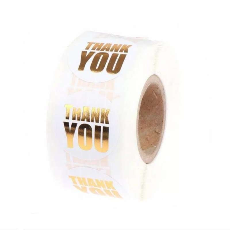 Jual Stiker label Thank You Warna Putih Gold Buat Paket/Souvenir