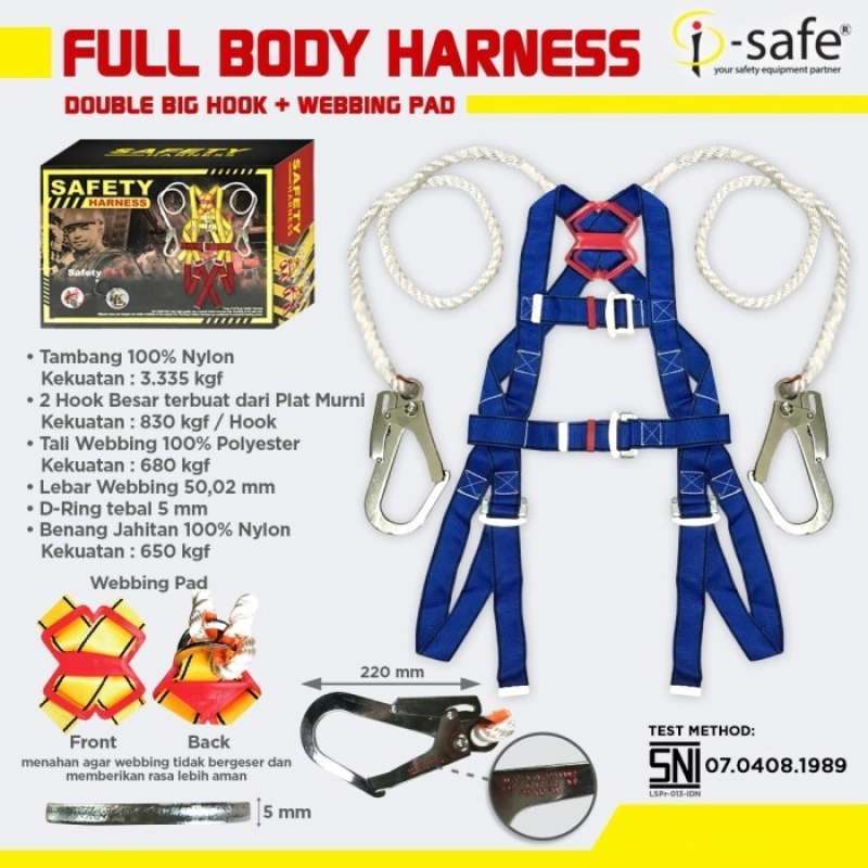Promo Isafe Full Body Harness Sni Double Big Hook Safety Belt Sabuk
