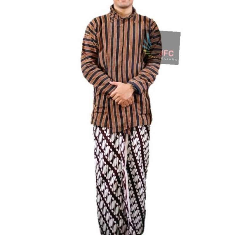 Jual Setelan Baju Jarik Surjan / Lurik Dewasa / Pakaian Adat Jawa