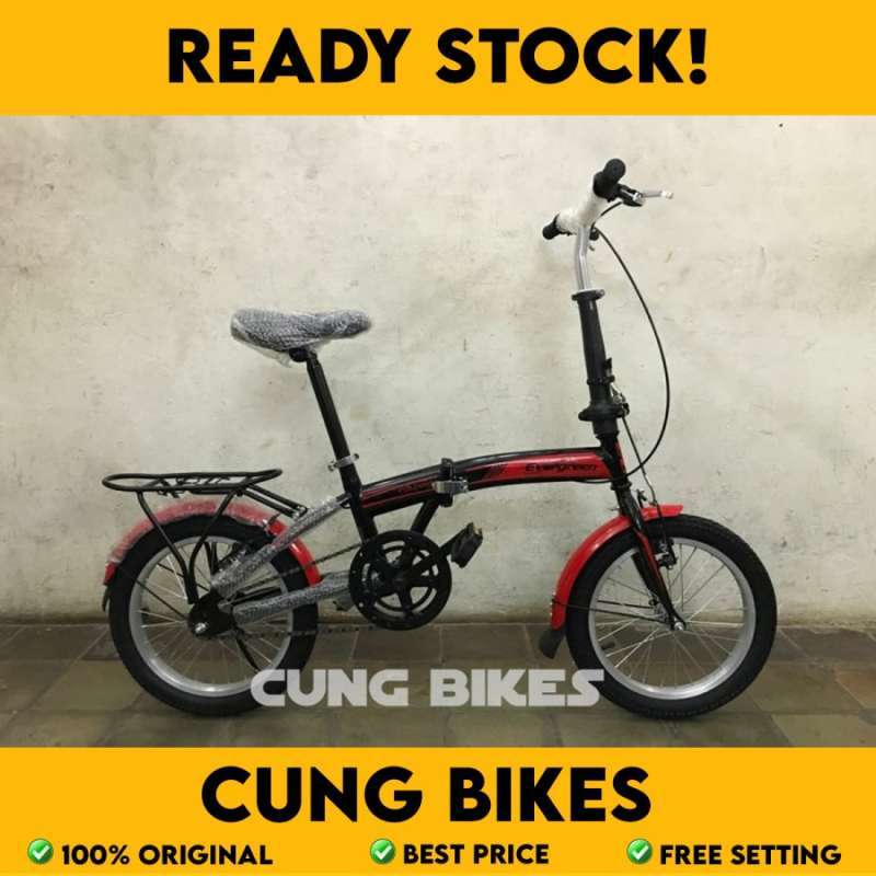 Jual Sepeda Lipat 16 inch Folding bike Evergreen single untuk Anak dan