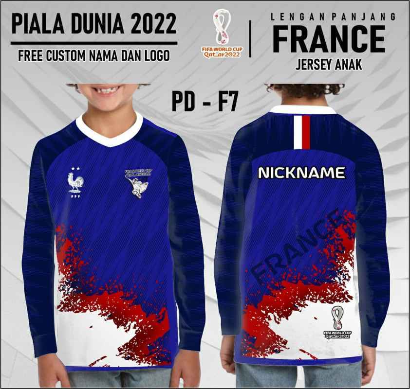 Promo Jersey piala dunia 2022 qatar baju bola anak timnas france lengan