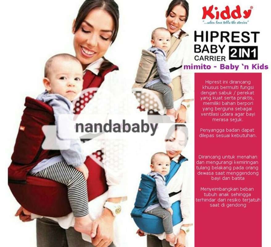 Jual Kiddy Gendongan Hiprest / Hipseat Baby Carrier 2 In 1 ( Multi
