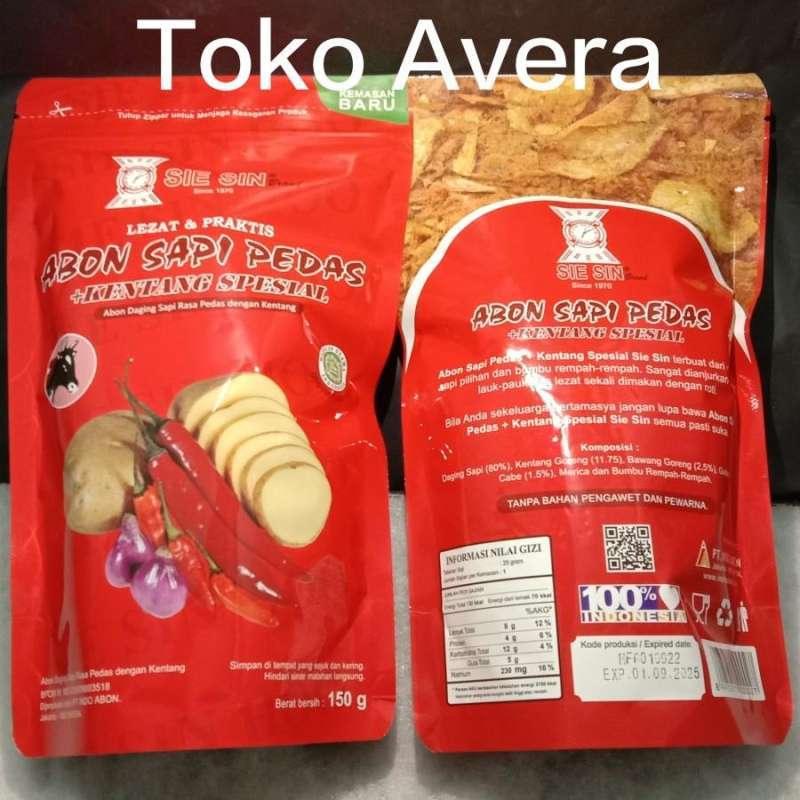 Jual Abon Sapi PEDAS Kentang Spesial 150 gr halal Sie Sin Spicy Beef